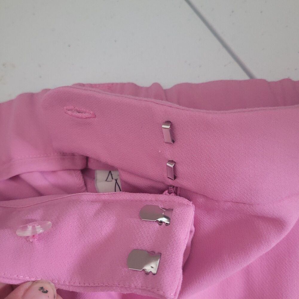 Joie size 8 pants trousers pink elastic waist button zip pockets wide leg - Picture 8 of 13